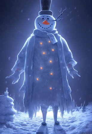 3d illustration of a snowmanの素材