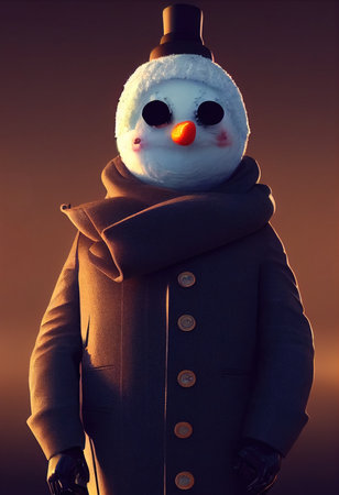 3d illustration of a snowmanの素材