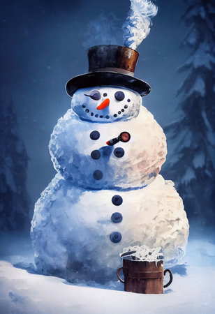 3d illustration of a snowmanの素材