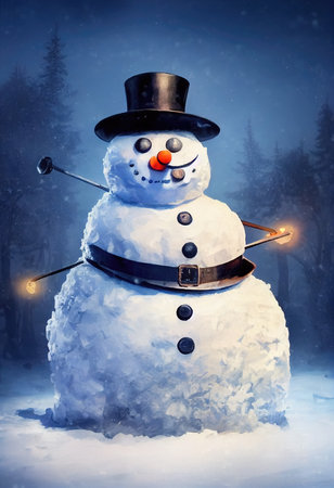 3d illustration of a snowmanの素材