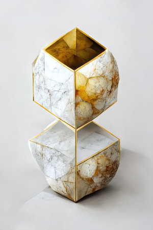 Abstract primitive shapes made of marble, 3d illustrationの素材