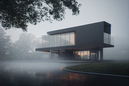 3d rendering of modern cozy house, illustrationの素材