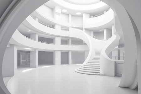Abstract architecture white background, Generative AIの素材