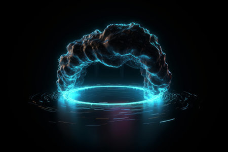 Cloud illuminated with neon light abstract background, Generative Ai, illustrationの素材