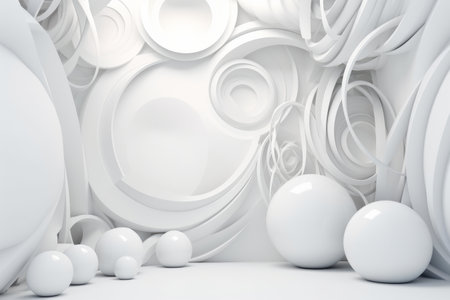 Abstract white background with geometric forms. 3d render illustration mock upの素材
