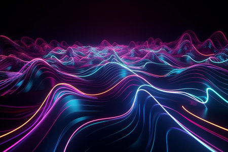 Abstract glowing wave background, generative aiの素材