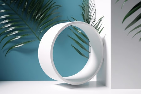 Top view of white cylinder, Generative AI, illustrationの素材
