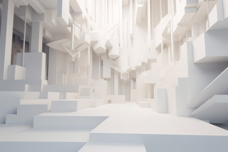 Abstract architecture white background, Generative AI, illustrationの素材