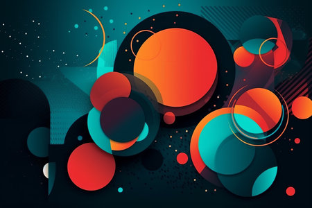Abstract background with colored circles, Generative aiの素材