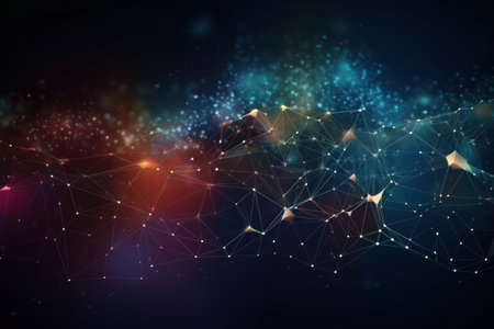 Abstract polygonal space low poly dark background, Generative aiの素材