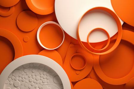 Abstract orange and white circles with 3d effect, generative aiの素材