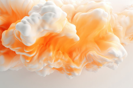 Abstract white and orange clouds on white background, Generative aiの素材