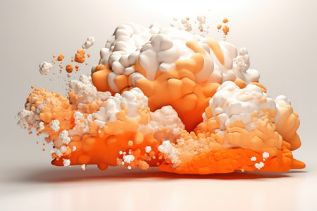 Abstract white and orange clouds on white background, Generative aiの素材