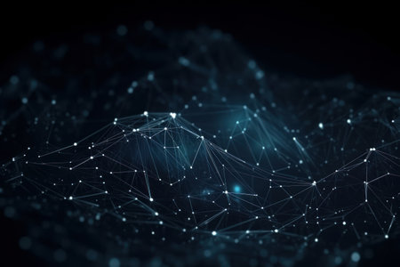 Abstract polygonal space low poly dark background, Generative aiの素材
