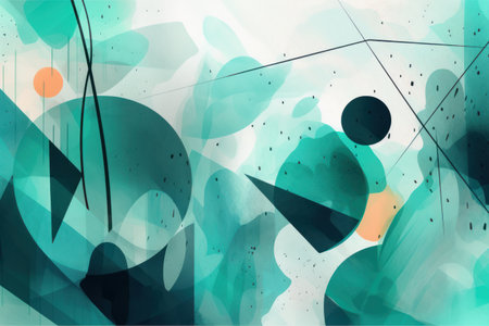 Abstract shapes and lines in cool colors, Generative aiの素材