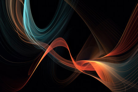 Abstract lines and curves in contrasting colors, Generative aiの素材