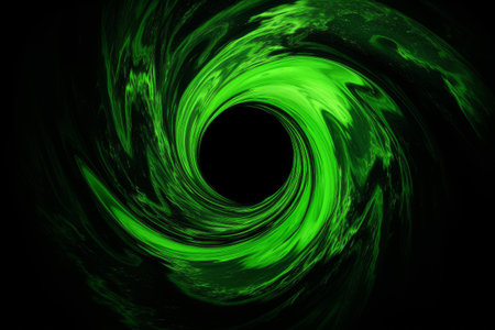 Abstract green vortex with a black center, Generative aiの素材