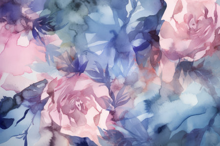Abstract rose pattern in shades of rose and blue, Generative aiの素材