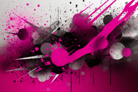 Abstract magenta background with white and black accents, Generative aiの素材