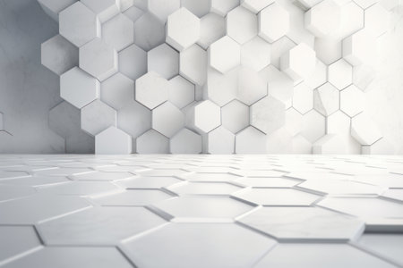 Abstract white geometric hexagonal background, Generative aiの素材