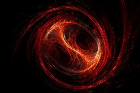 Abstract red vortex on a black background, Generative aiの素材