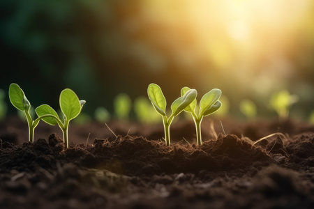 Agriculture plant seeding growing step concept, Generative aiの素材