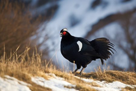 Aggresive black grouse during season tetrao tetrix, Generative aiの素材
