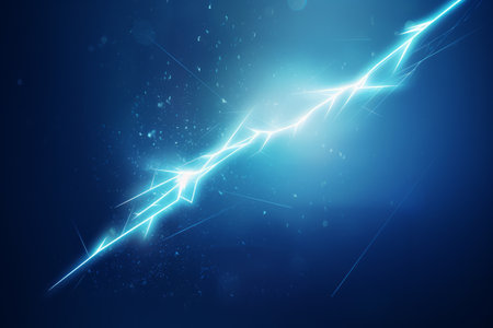 Abstract blue background with a white lightning bolt, Generative aiの素材
