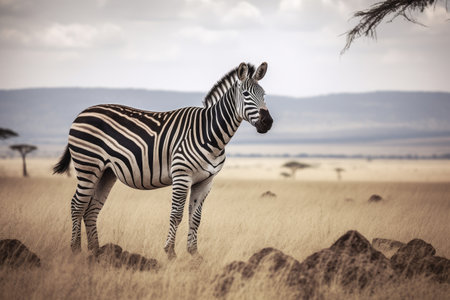 Zebra in the savanna of Amboseli National Park in Kenyaの素材