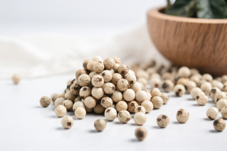 white pepper isolated on white background with copy space for your text.の素材