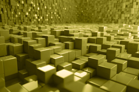 Surface with colored cubes, Abstract futuristic background, Generative aiの素材