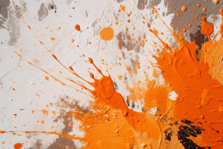Splattered orange paint on white background, Generative aiの素材