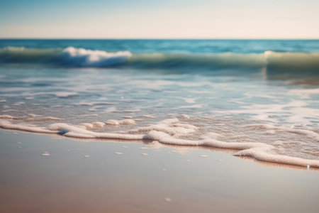 Seascape abstract beach background blur, Generative aiの素材