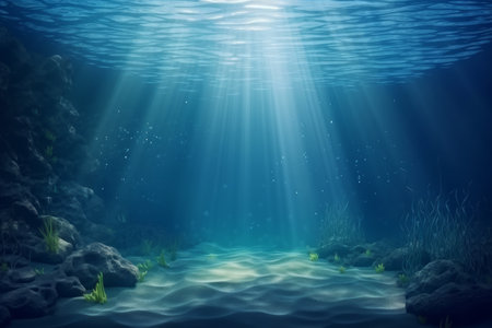Sea or ocean underwater deep nature background, Generative aiの素材