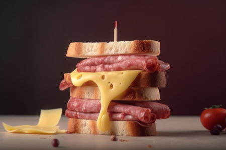 Sandwhich with cheese and salami, Generative aiの素材
