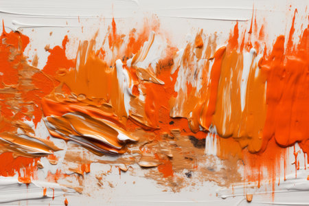 Rough orange and white brush strokes on a white background, Generative aiの素材