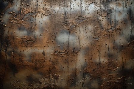 Rustic textured metal background with scratches and dent, Generative aiの素材
