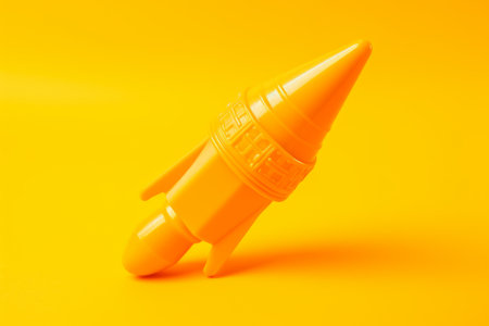 Yellow 3d printed rocket on yellow background, generative aiの素材
