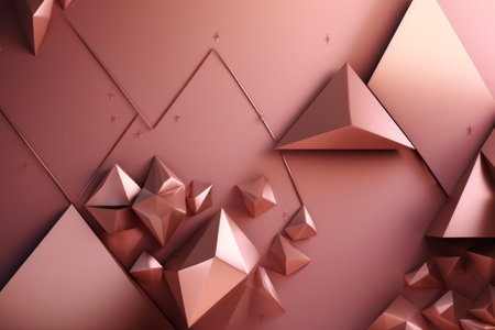 Rose gold abstract background with geometric shapes, Generative aiの素材