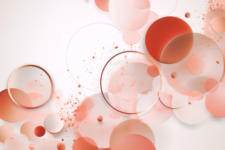 Rose gold and white abstract background with circles, Generative aiの素材