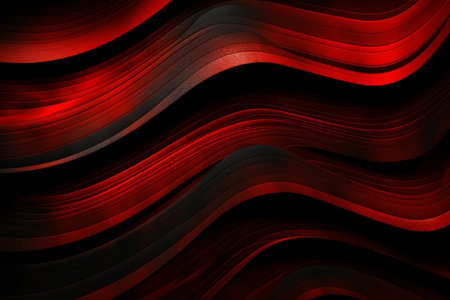 Red and black abstract background with angled curves, Generative aiの素材