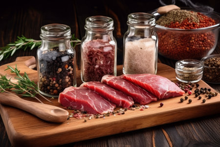 Raw beef fillet with peppercorn and thyme, Generative aiの素材