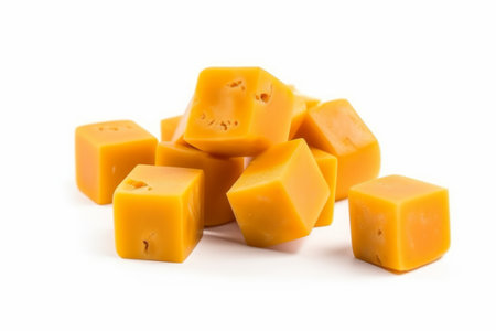 Pumpkin cubes isolated on white background, Generative aiの素材