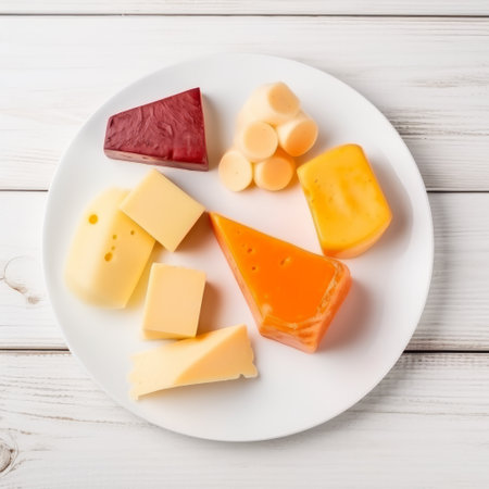 Various types of fresh raw aged delicatessen cheese. Generative aiの素材