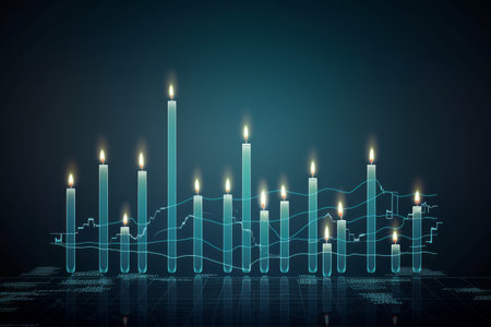 Business candle stick graph chart of stock market. Generative aiの素材