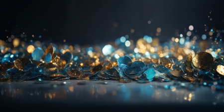 Ai generated illustration of gold and blue flakesの素材