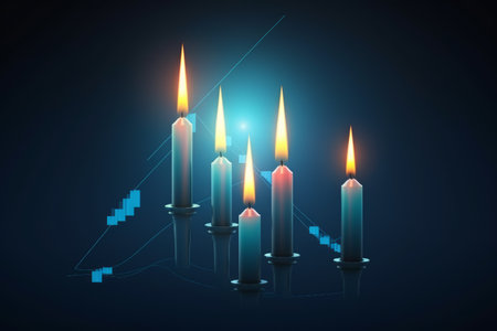 Business candle stick graph chart of stock market. Generative aiの素材