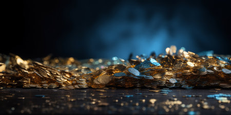 Ai generated illustration of gold and blue flakesの素材