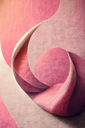 Abstract pink background, wavy fashion wallpaper, 3d renderの素材