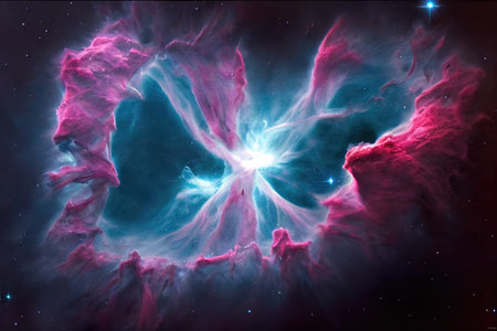 Infinite space background with nebulas and stars, 3d illustrationの素材